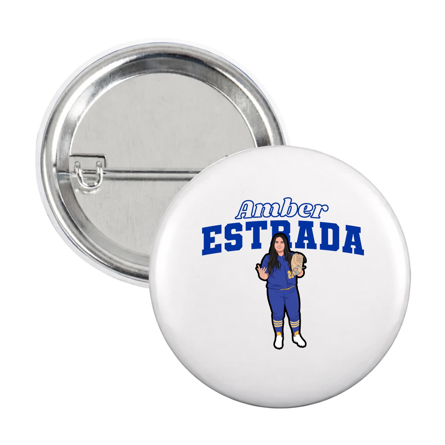 Game Day Button — Name Arch in White