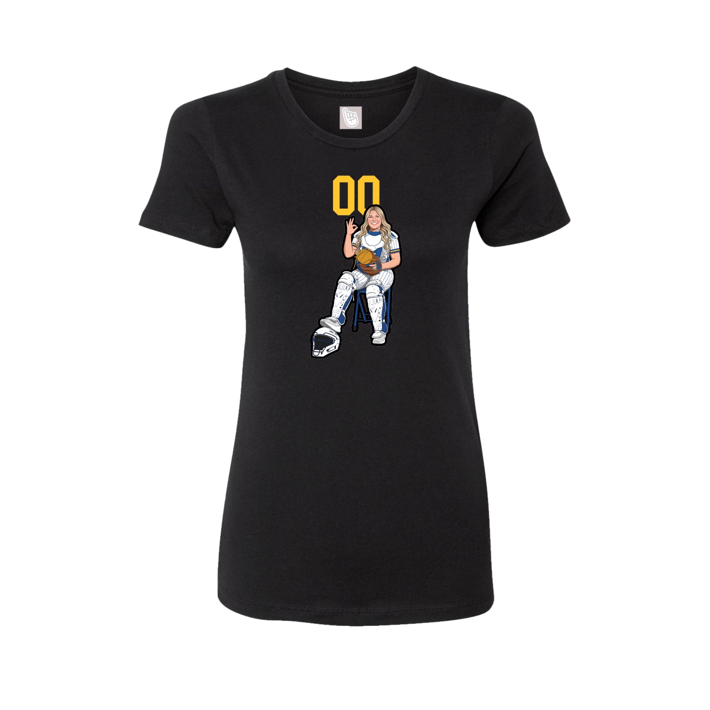 Fitted Women's Tee — Number Top in Black