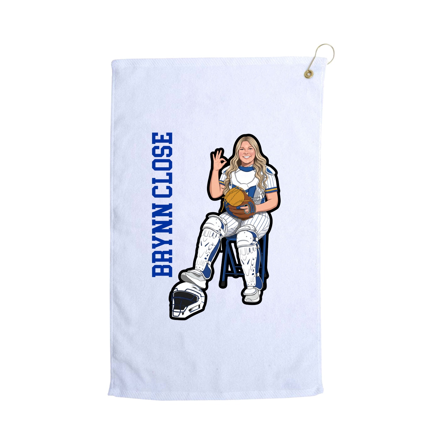 Golf Towel — Name Vertical in White