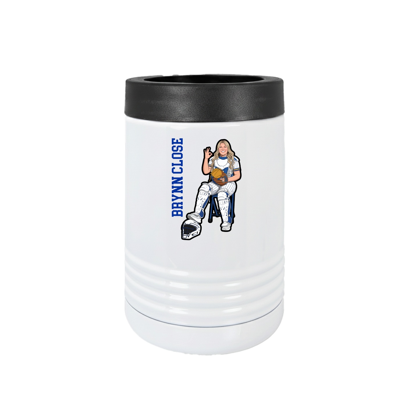 Beverage Holder — Name Vertical in White