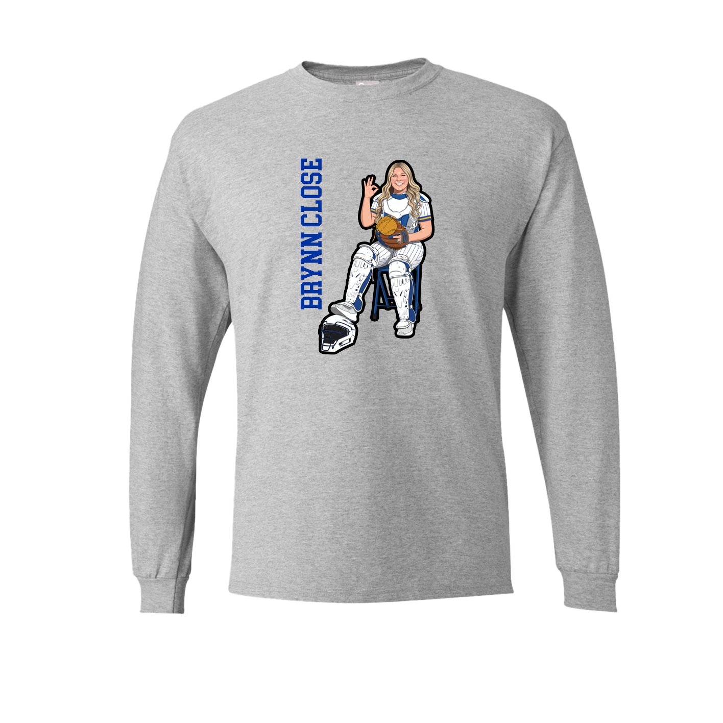 Long Sleeve Tee — Name Vertical in Grey