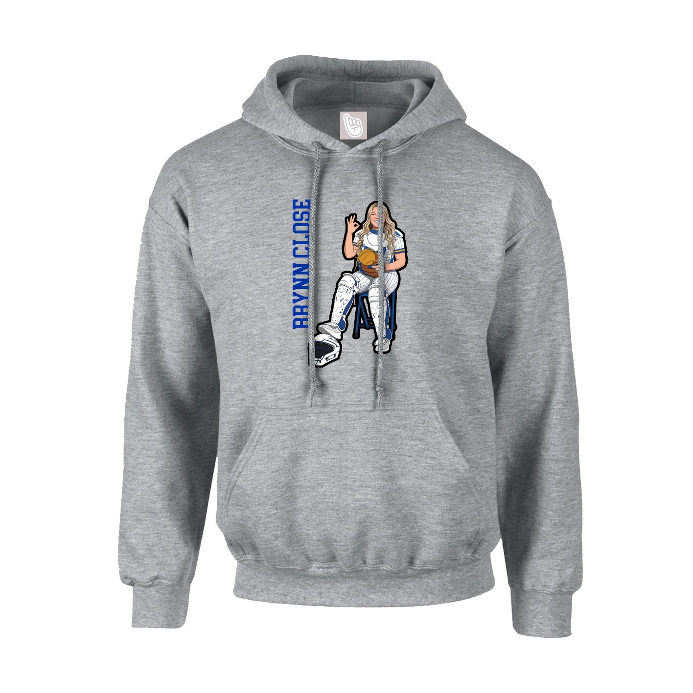 Hoodie — Name Vertical in Grey