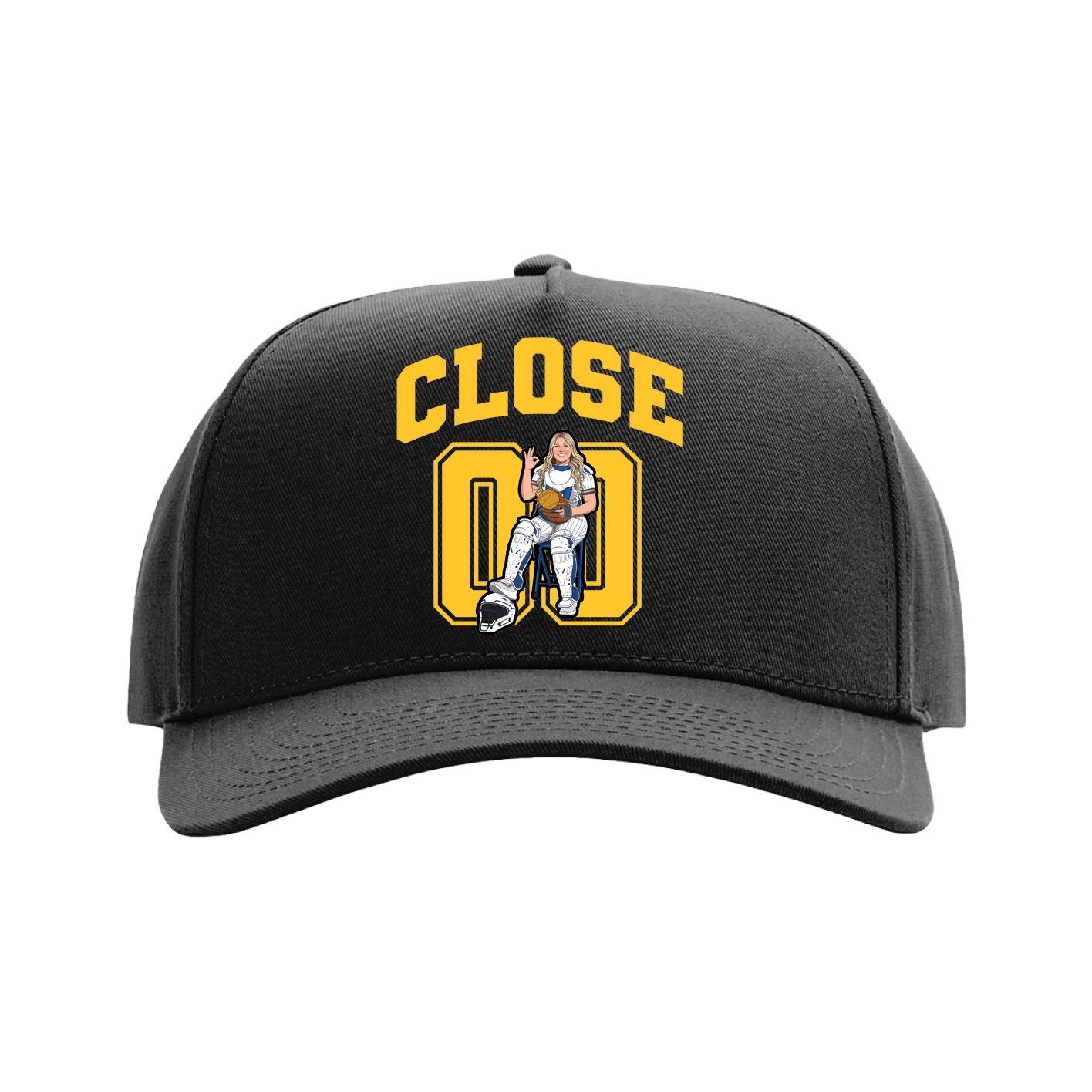 Full Fabric Five-Panel Champ Cap — Number in Black