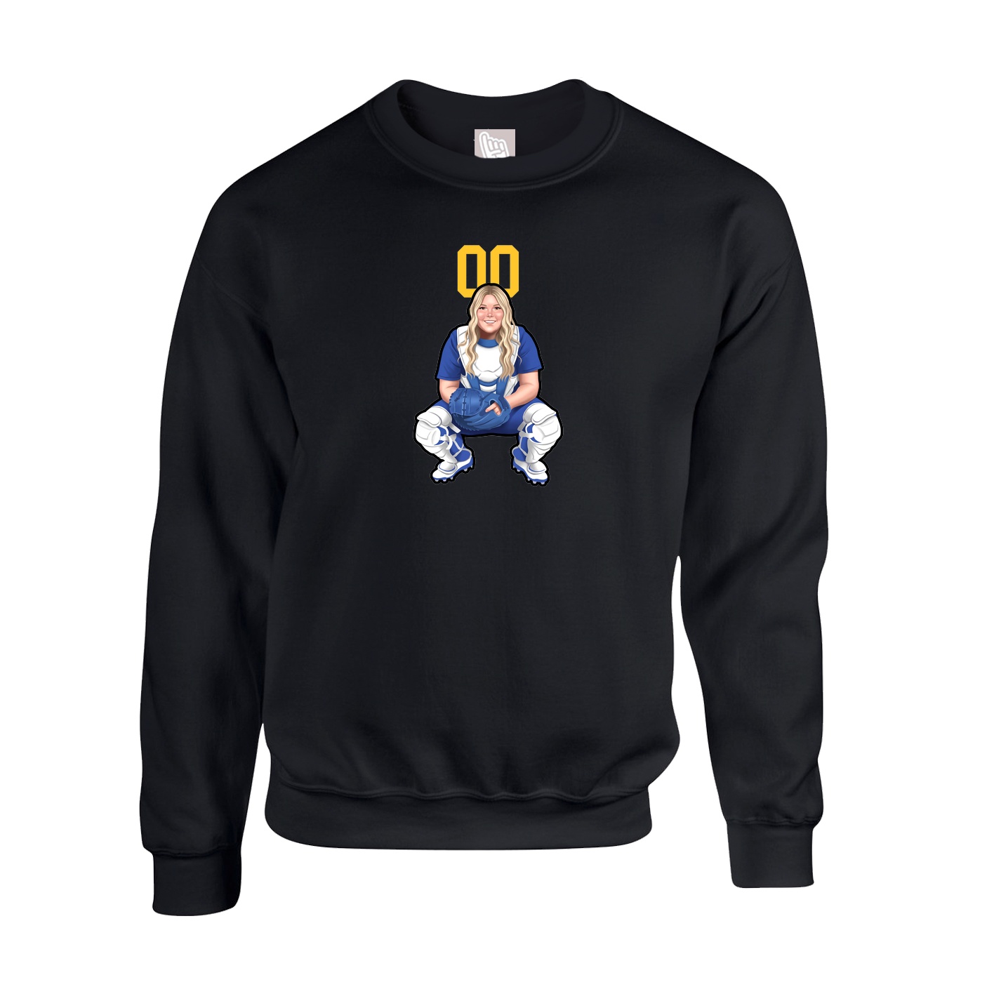 Fleece Crew — Number Top in Black
