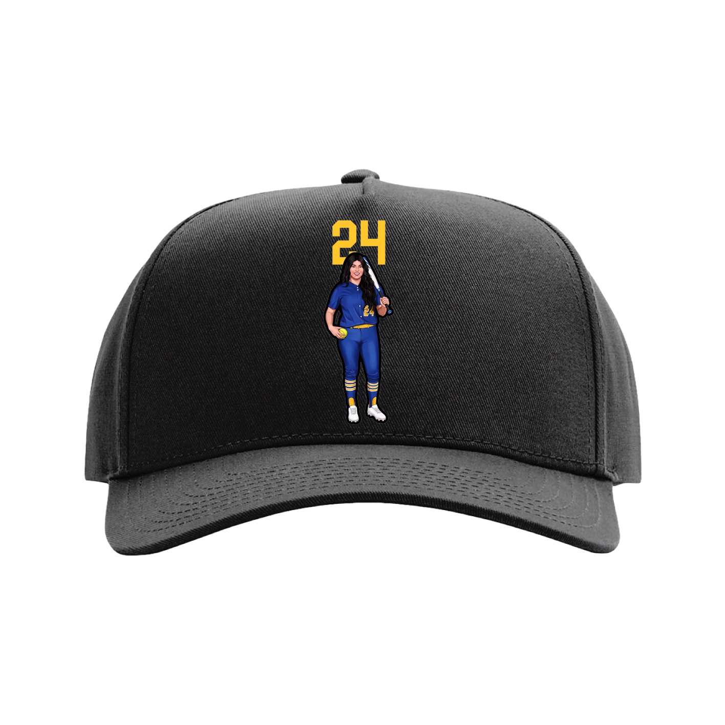 Full Fabric Five-Panel Champ Cap — Number Top in Black