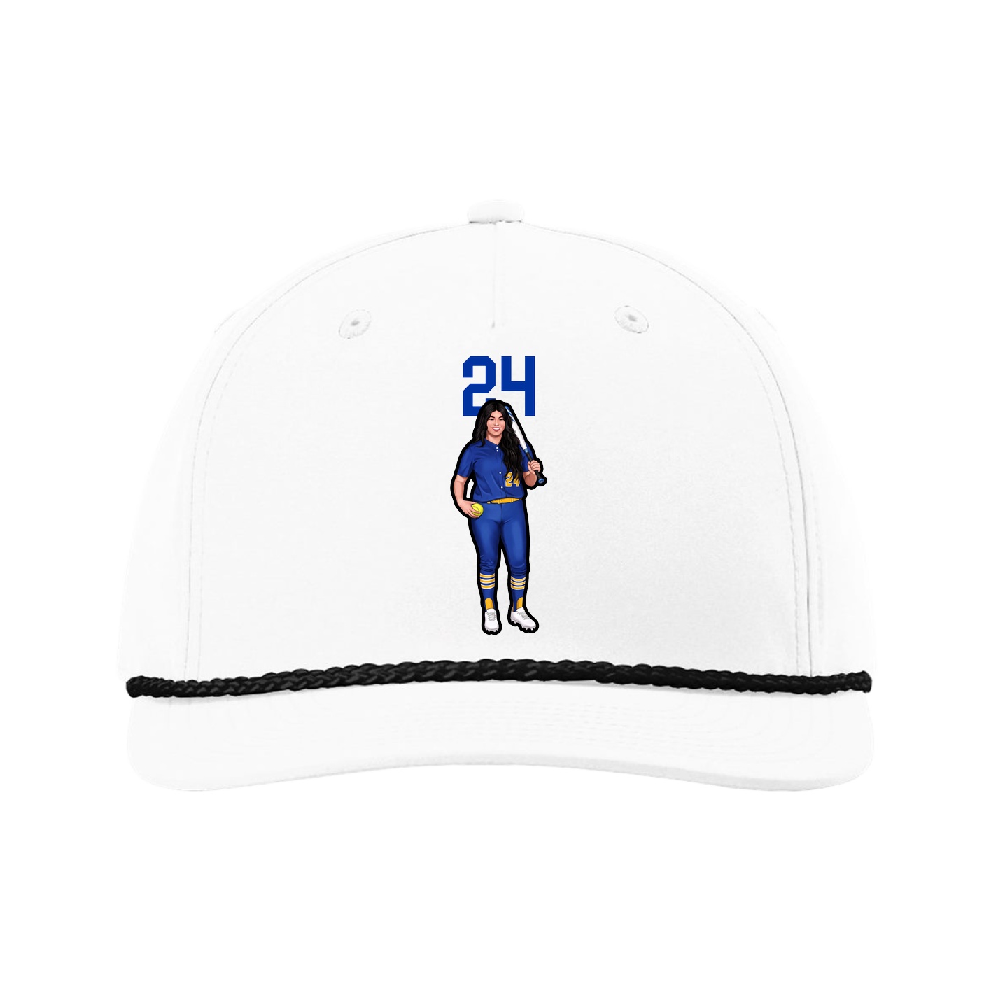 Five-Panel Classic Rope Cap — Number Top in White
