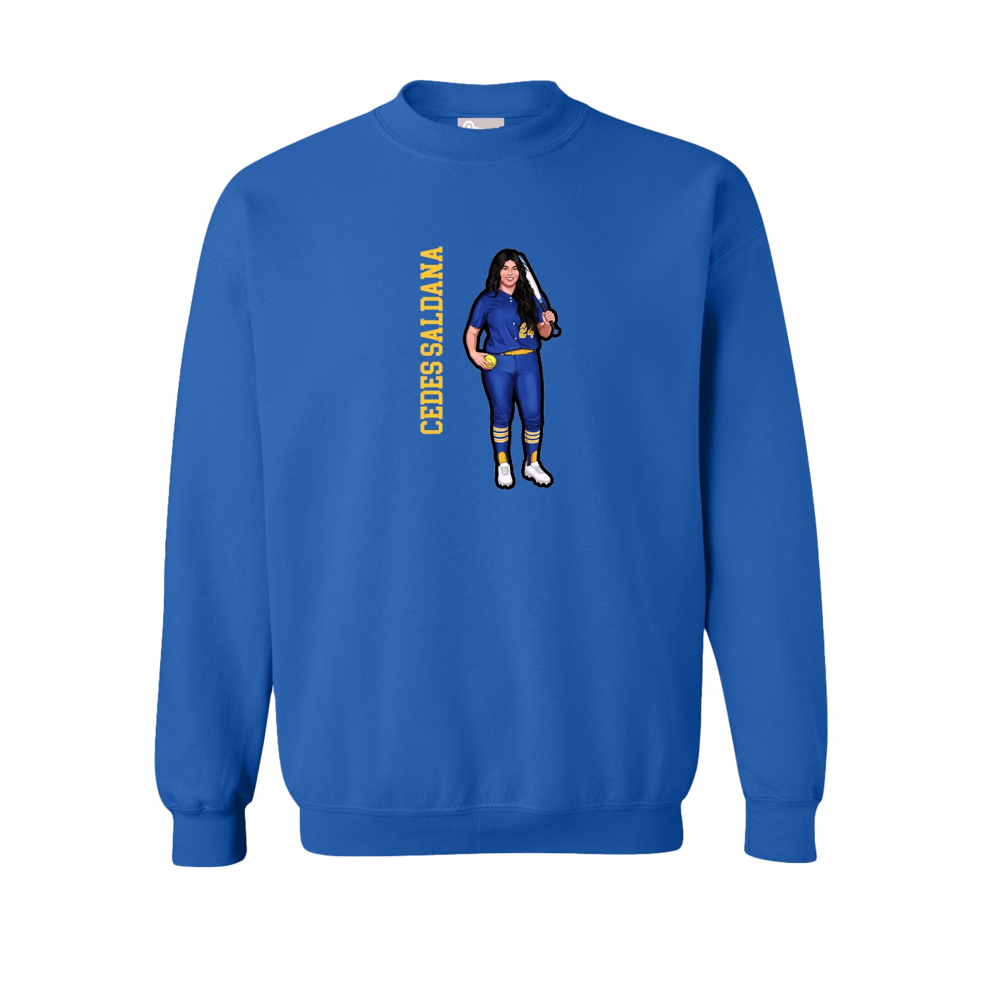 Fleece Crew — Name Vertical in Royal