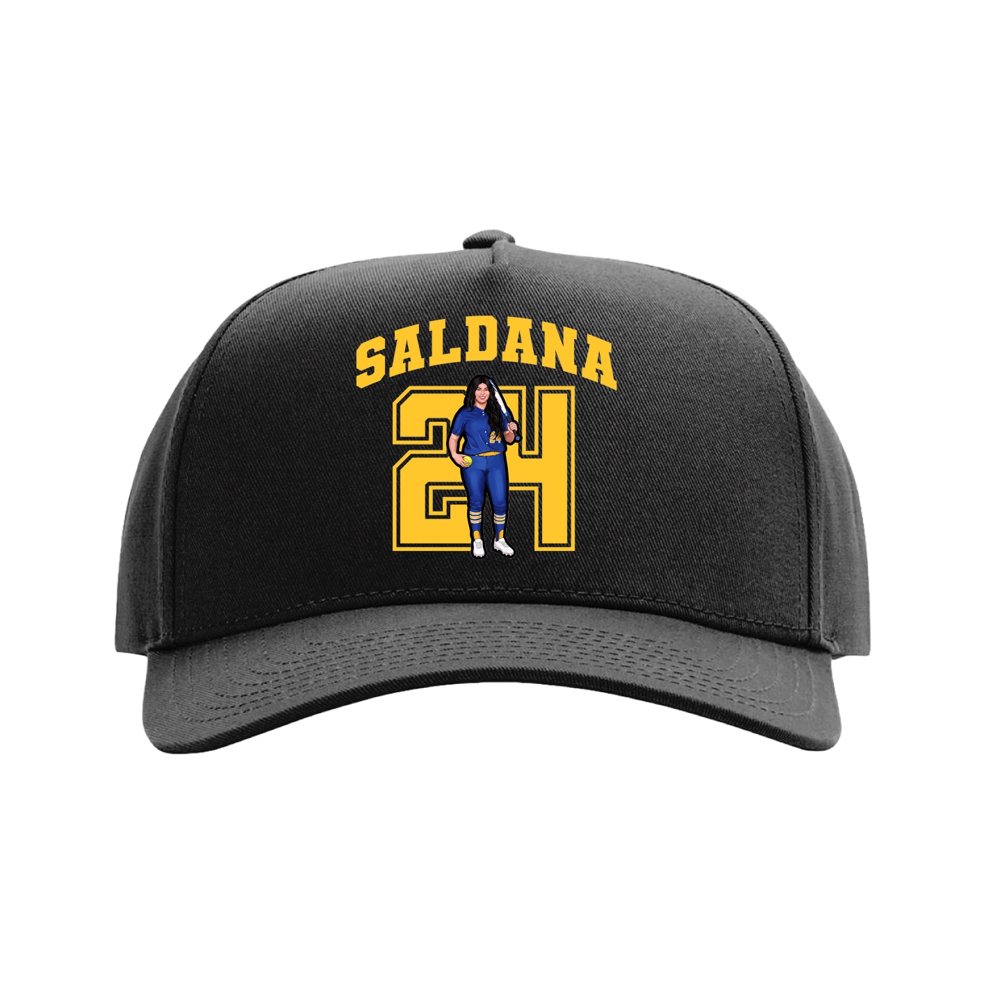 Full Fabric Five-Panel Champ Cap — Number in Black