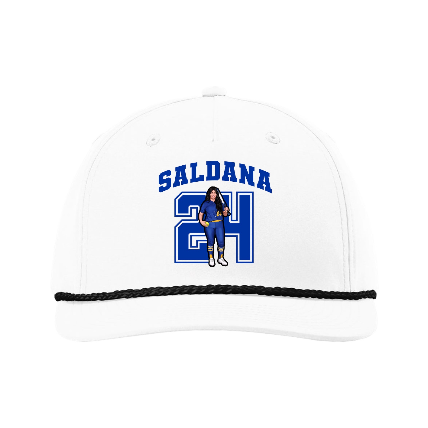 Five-Panel Classic Rope Cap — Number in White