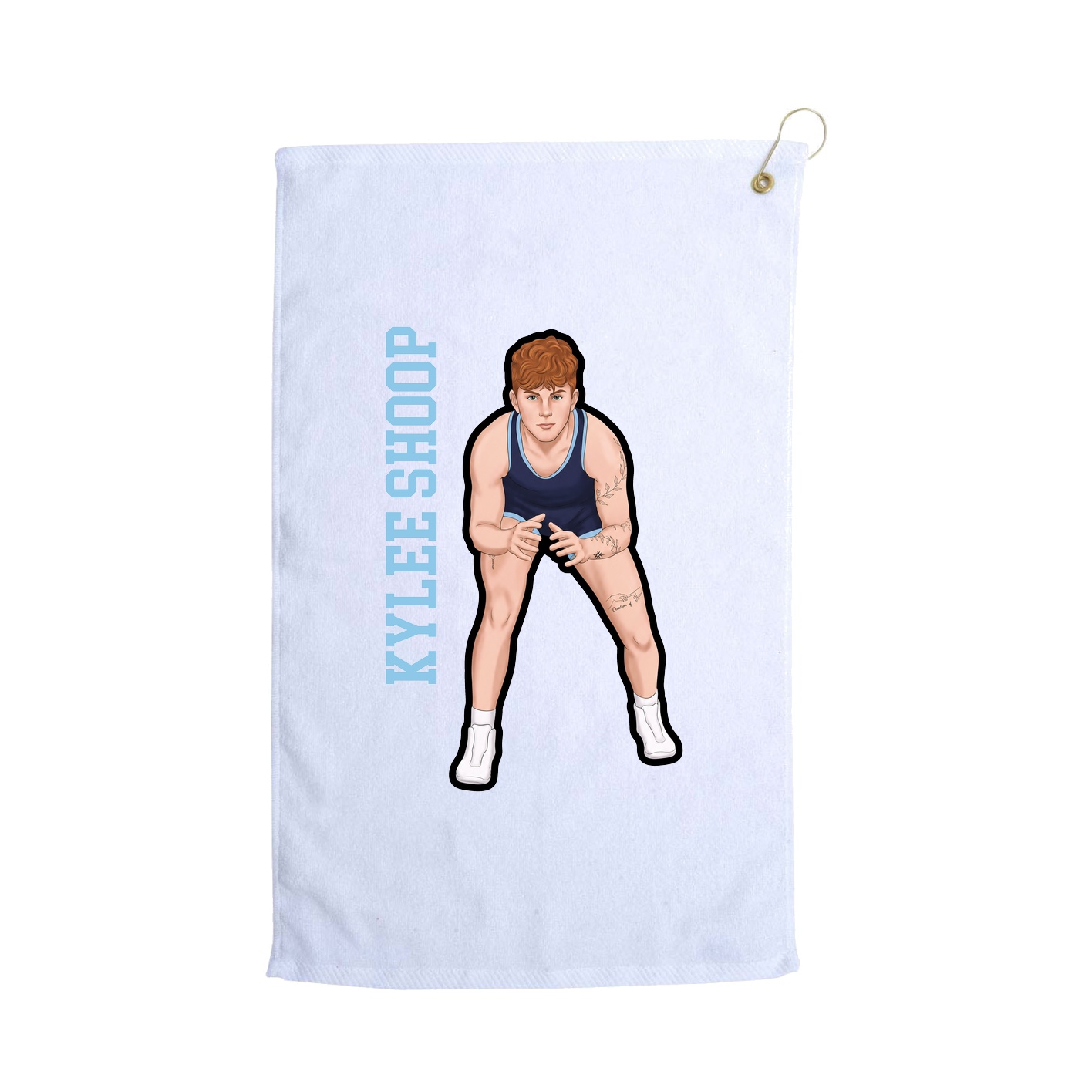 Golf Towel — Name Vertical in White