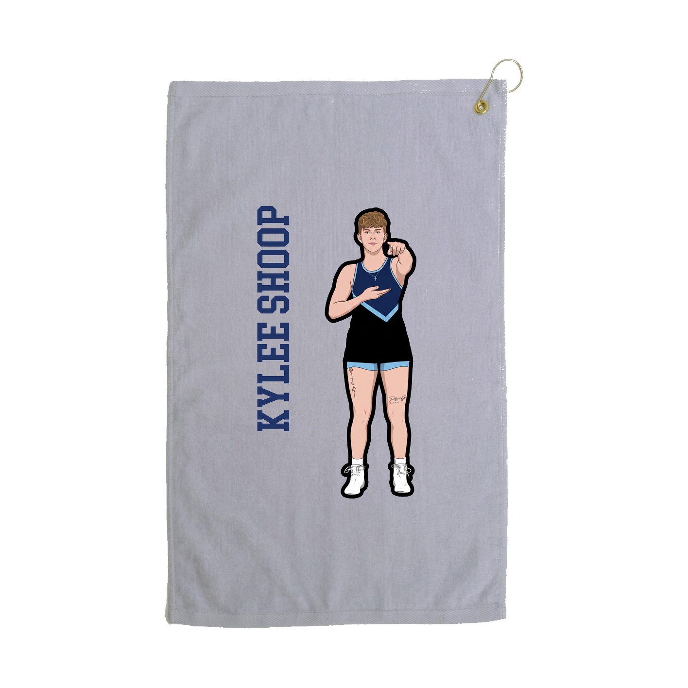 Golf Towel — Name Vertical in Grey
