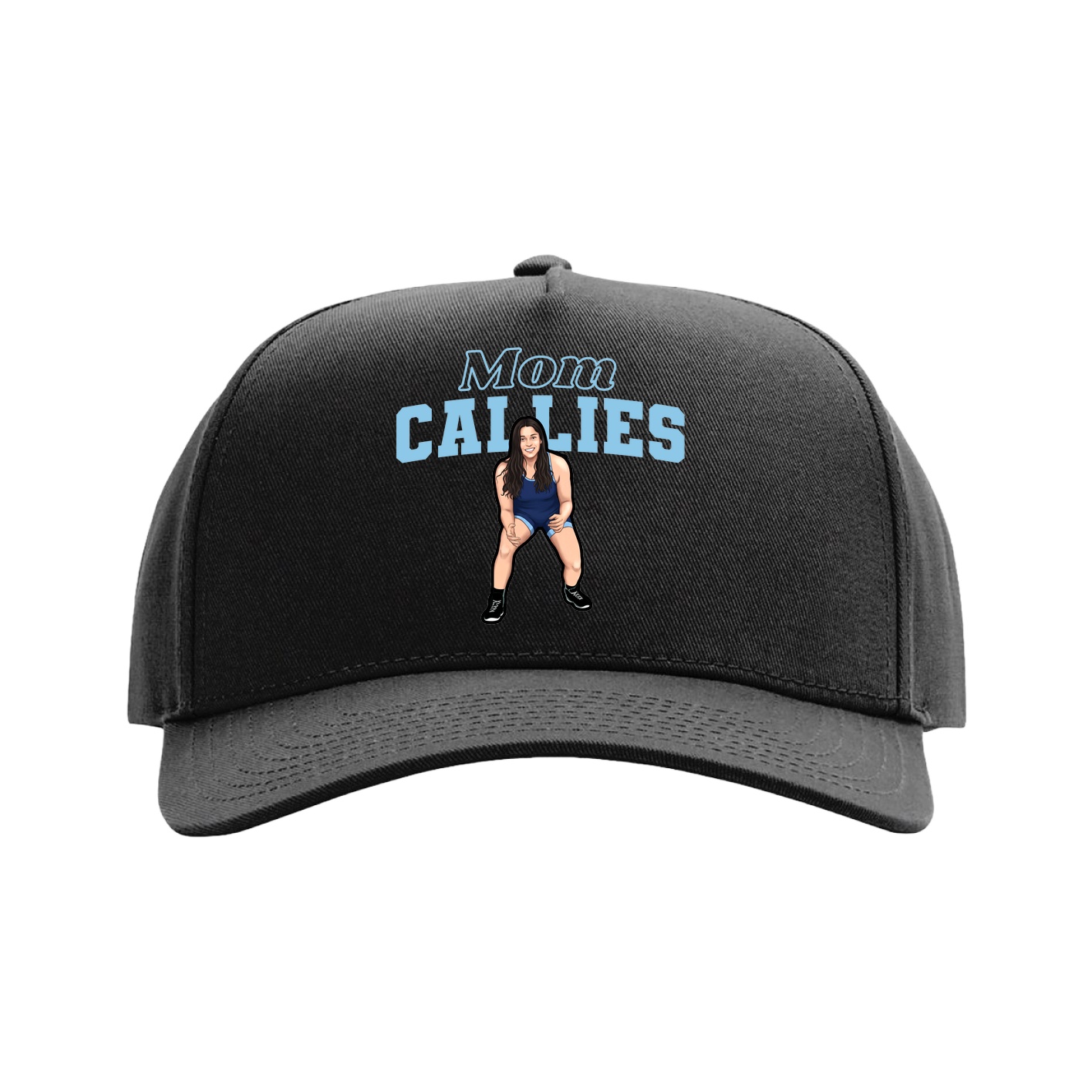 Full Fabric Five-Panel Champ Cap — Mothers Day Block in Black