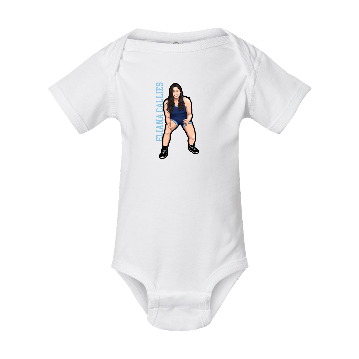 Baby Onesie — Name Vertical in White