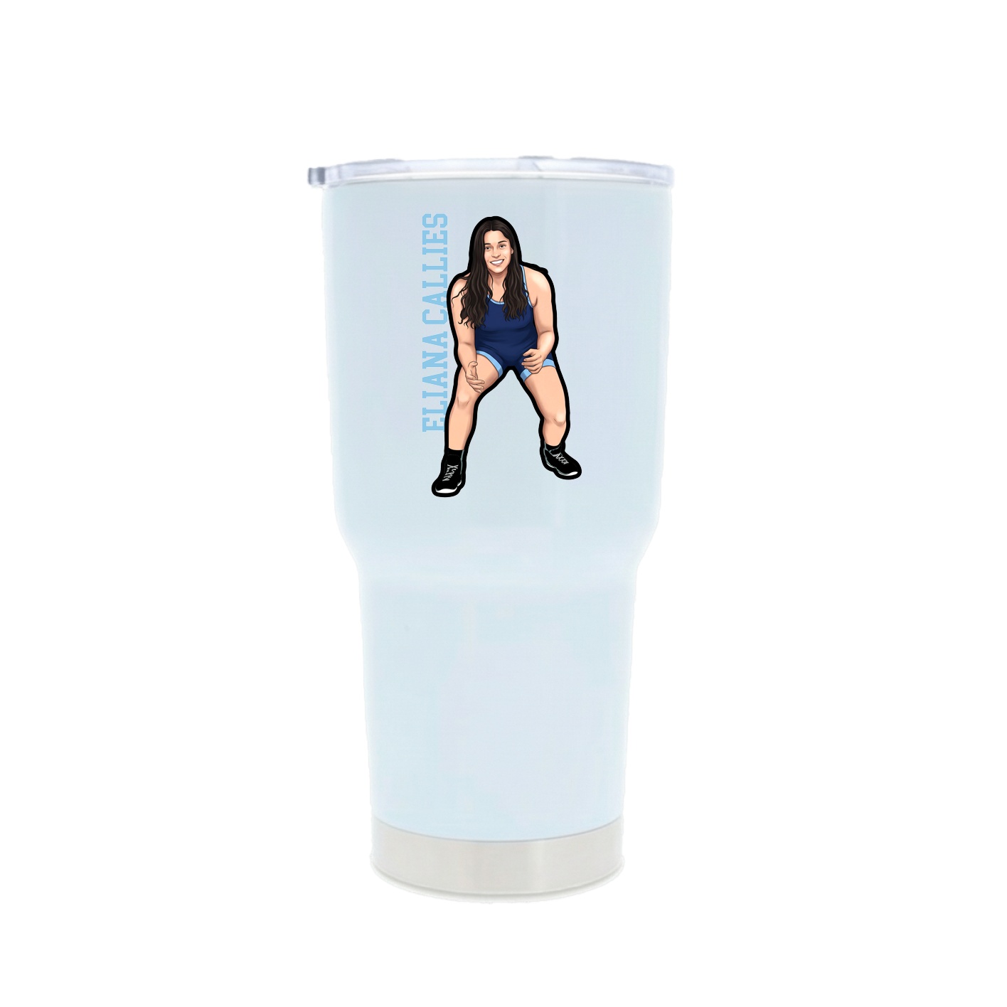 30oz Stainless Steel Tumbler — Name Vertical in White