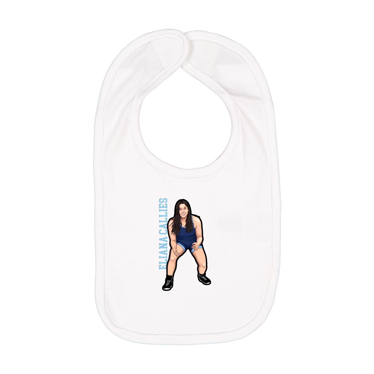 Infant Bib — Name Vertical in White