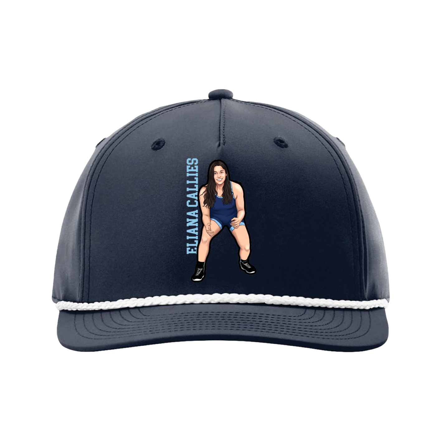 Five-Panel Classic Rope Cap — Name Vertical in Navy
