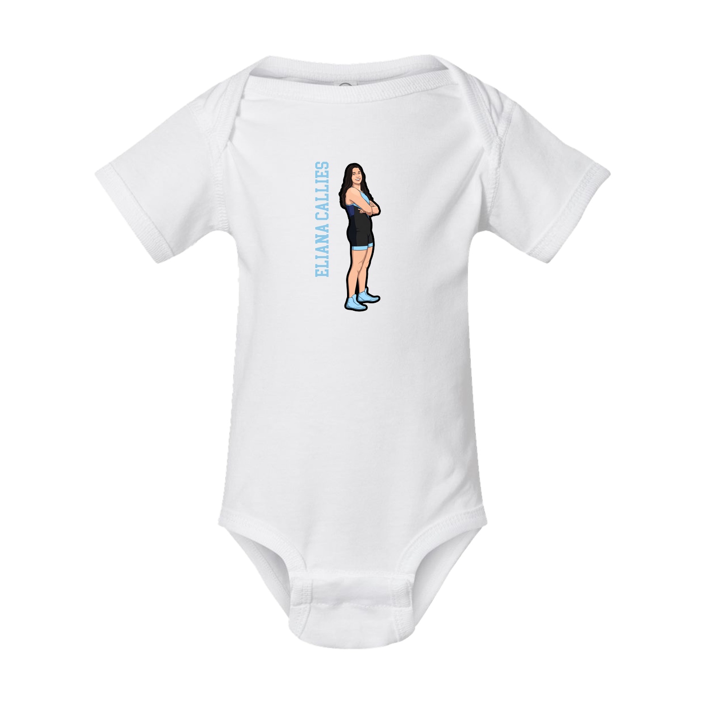 Baby Onesie — Name Vertical in White