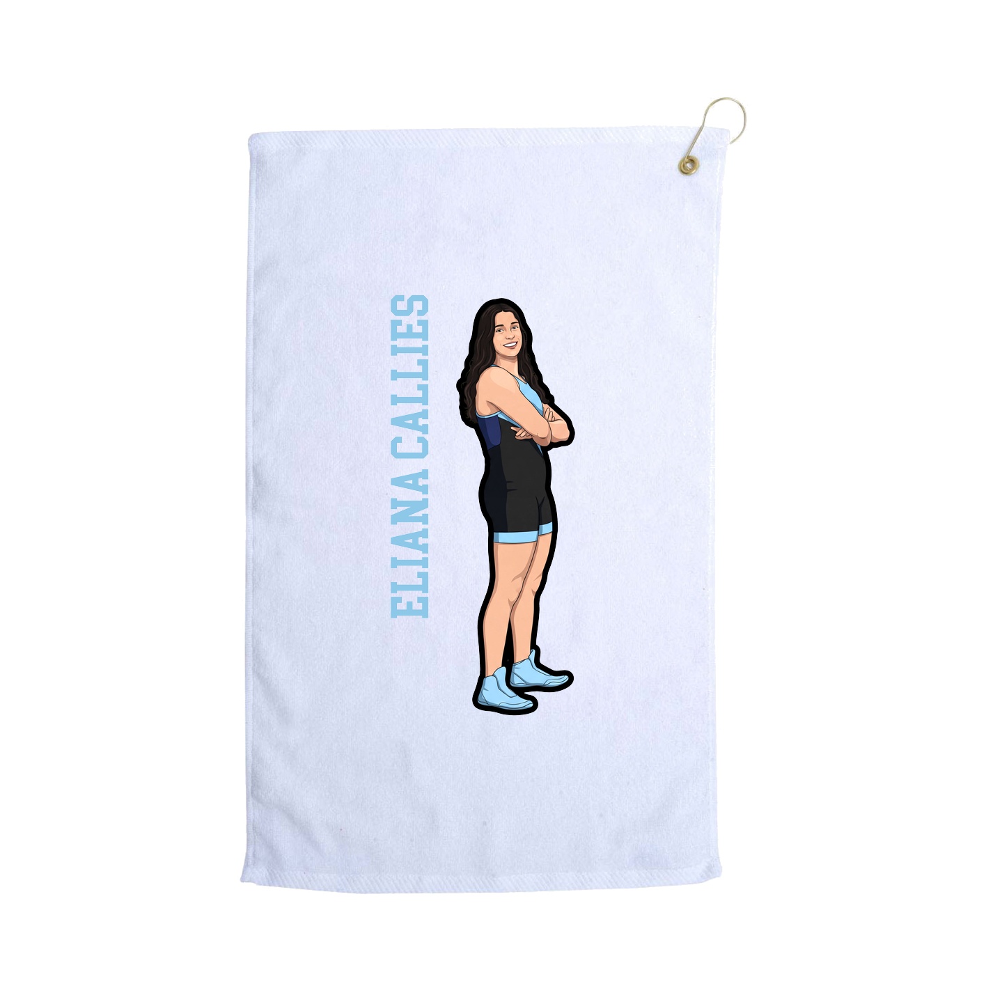 Golf Towel — Name Vertical in White