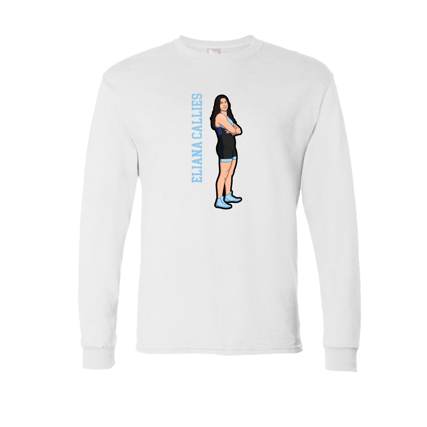 Long Sleeve Tee — Name Vertical in White