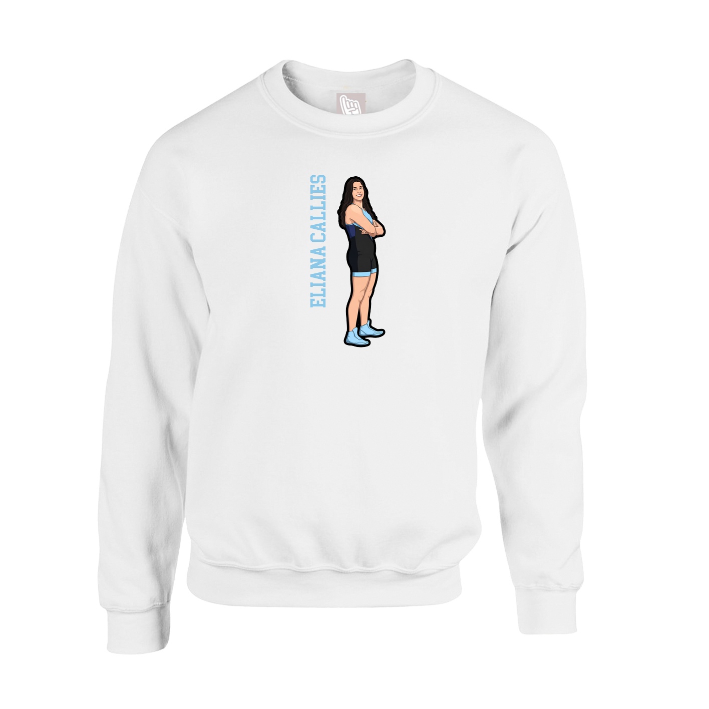 Fleece Crew — Name Vertical in White