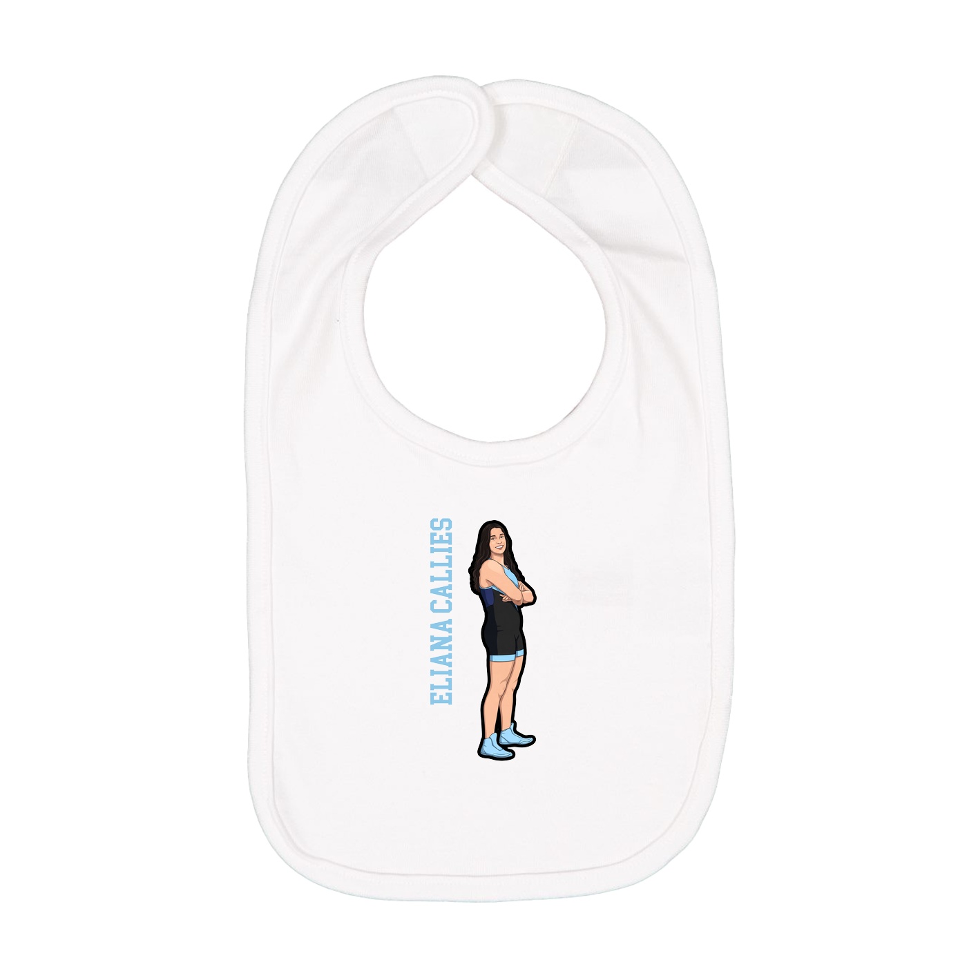 Infant Bib — Name Vertical in White