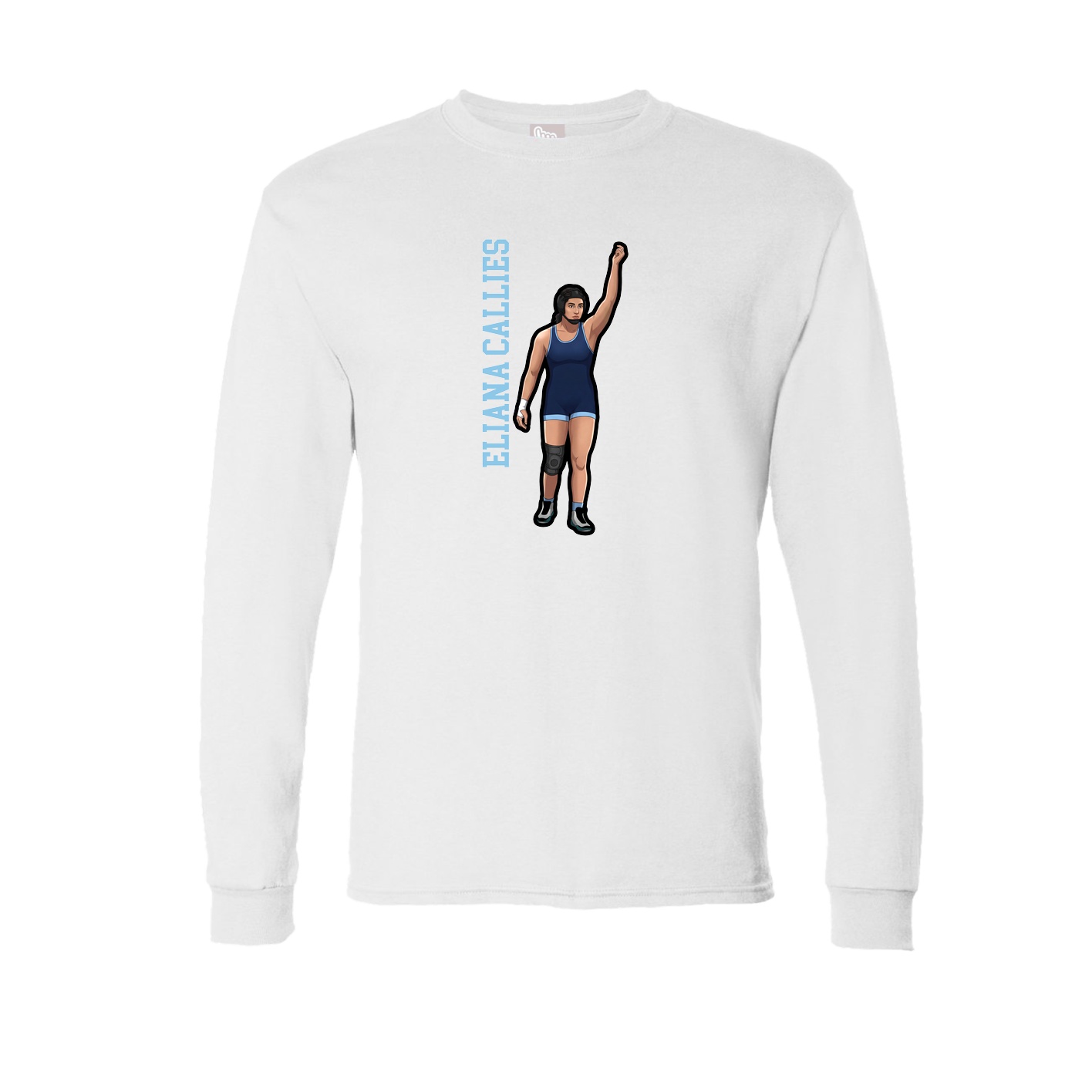 Long Sleeve Tee — Name Vertical in White