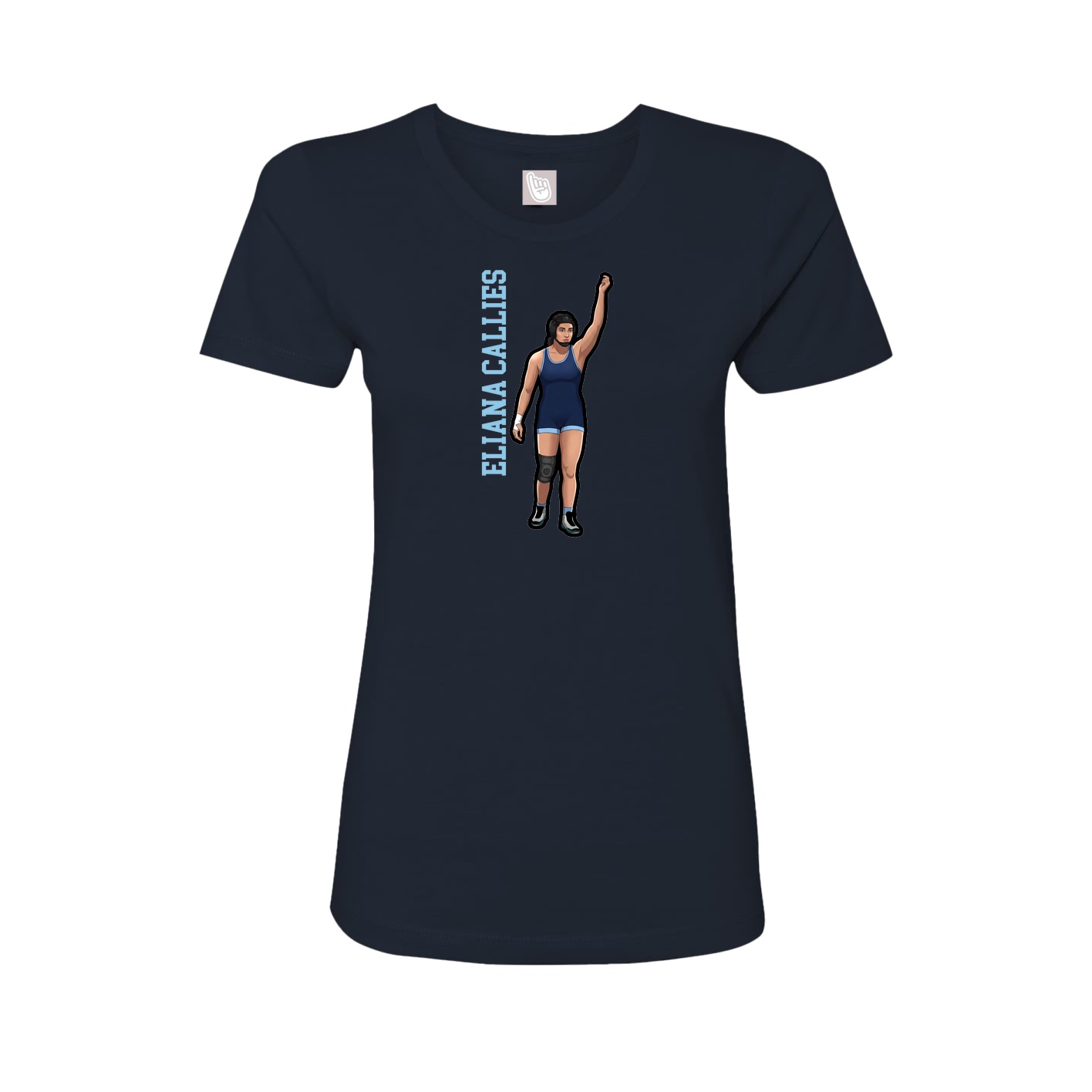 Fitted Women's Tee — Name Vertical in Navy