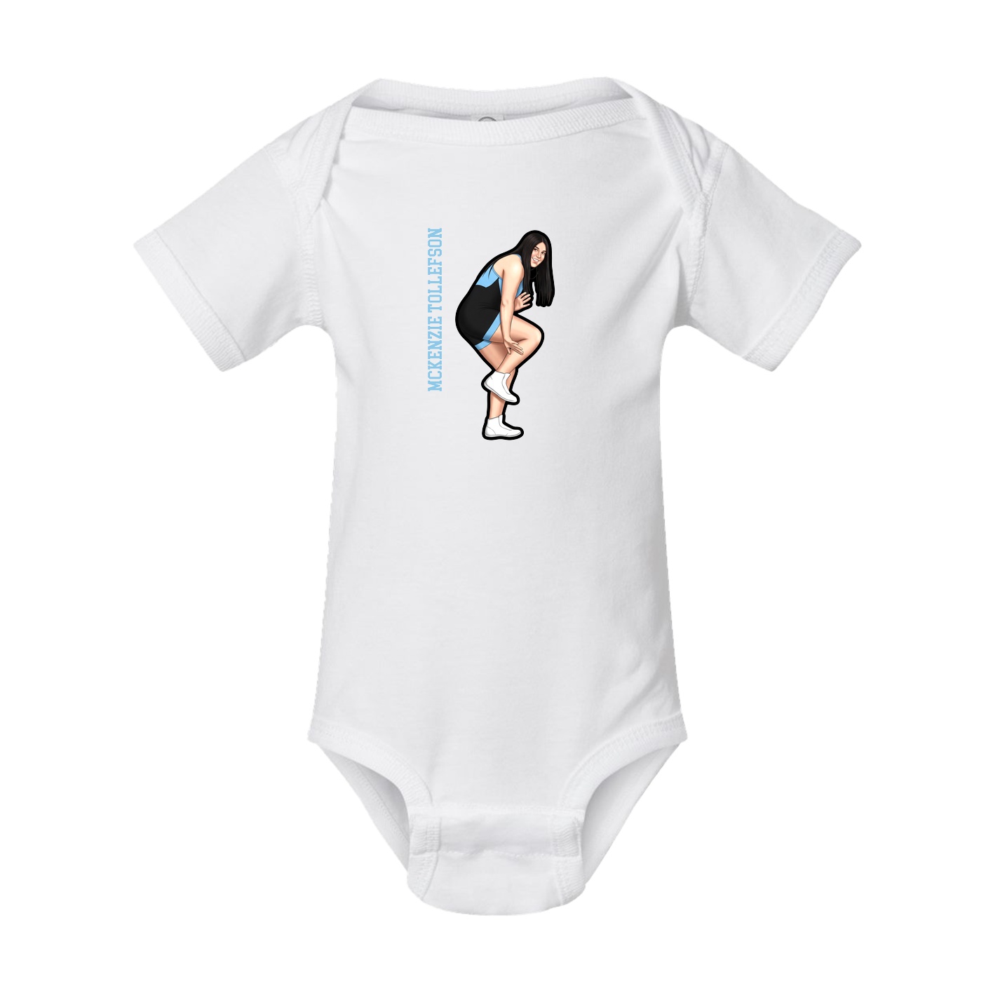 Baby Onesie — Name Vertical in White