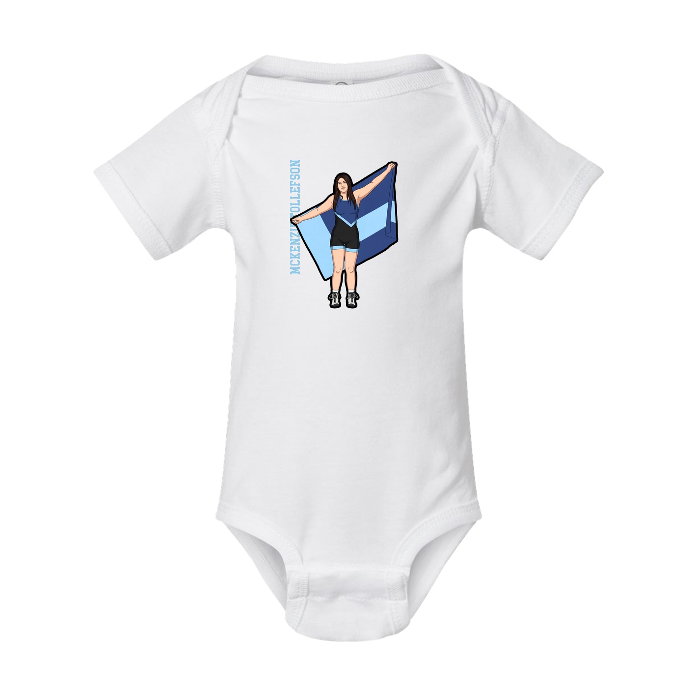 Baby Onesie — Name Vertical in White