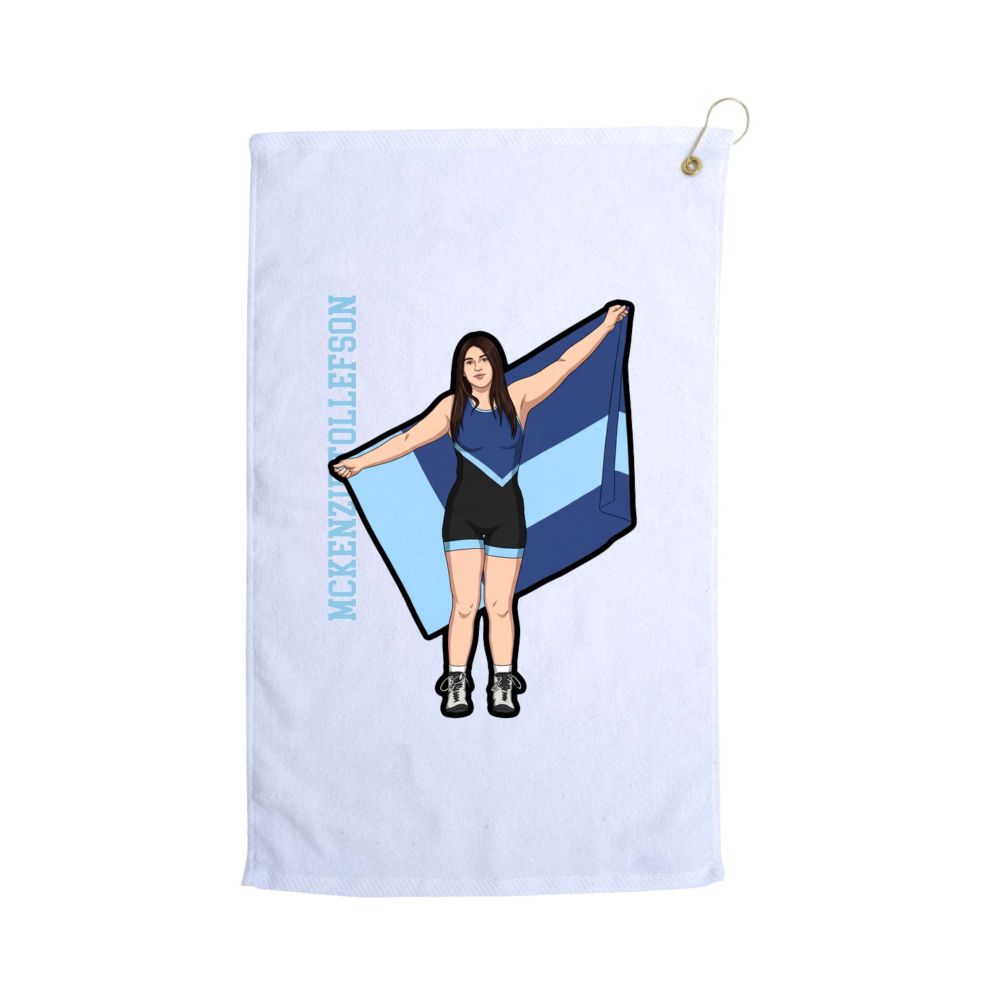 Golf Towel — Name Vertical in White