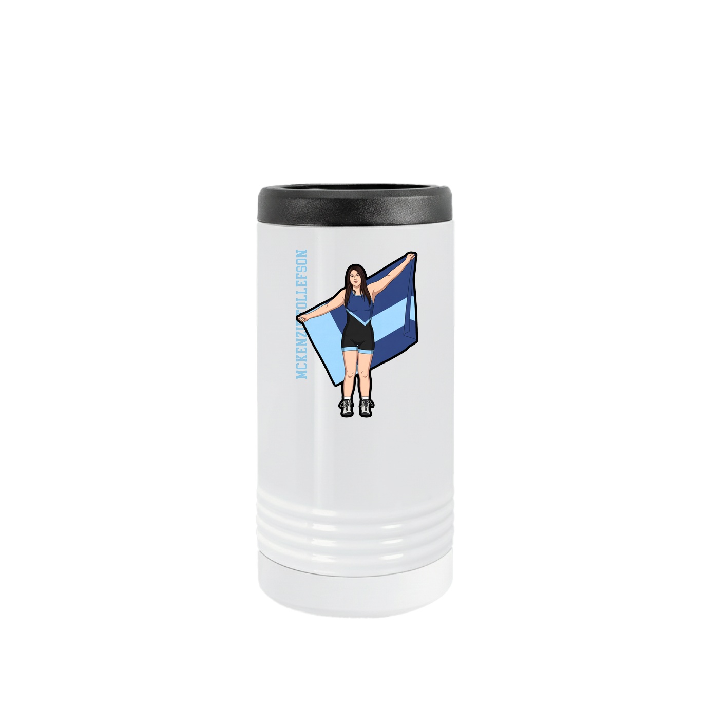 Slim Beverage Holder — Name Vertical in White