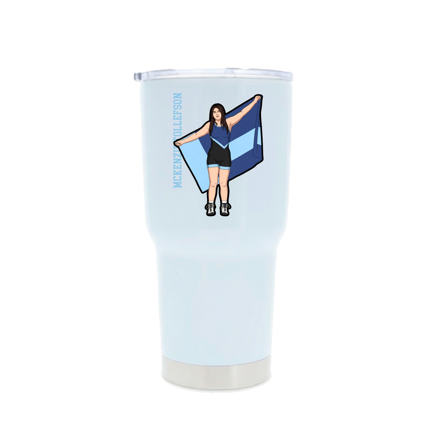 30oz Stainless Steel Tumbler — Name Vertical in White