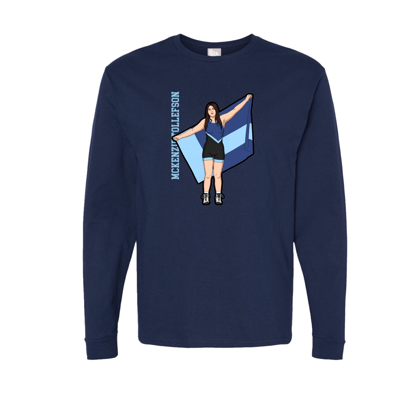 Long Sleeve Tee — Name Vertical in Navy