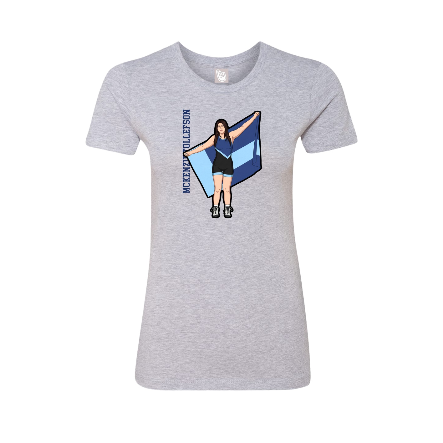 Fitted Women's Tee — Name Vertical in Grey