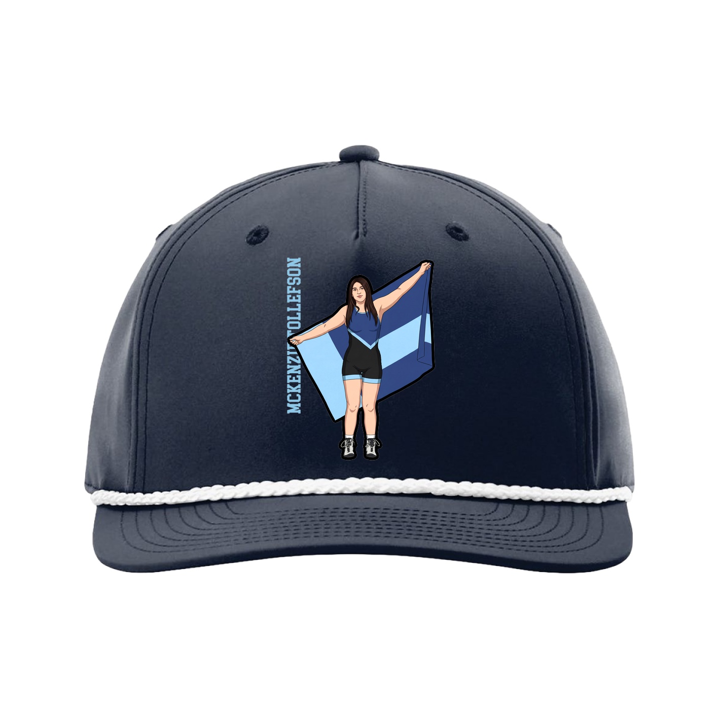 Five-Panel Classic Rope Cap — Name Vertical in Navy