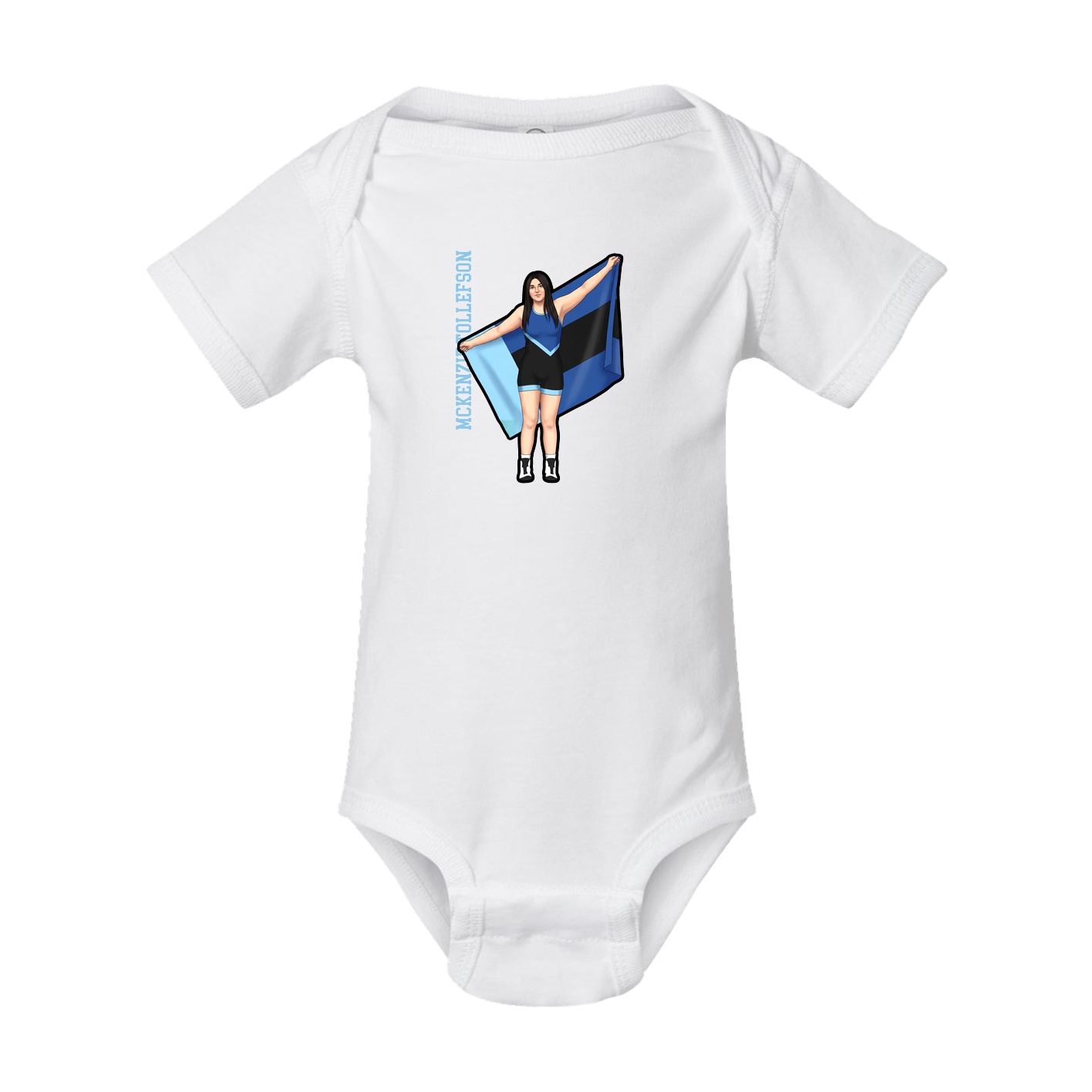 Baby Onesie — Name Vertical in White