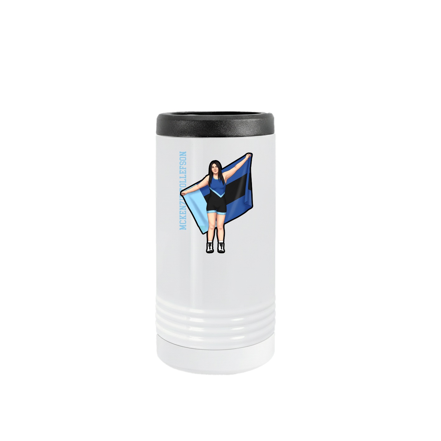 Slim Beverage Holder — Name Vertical in White