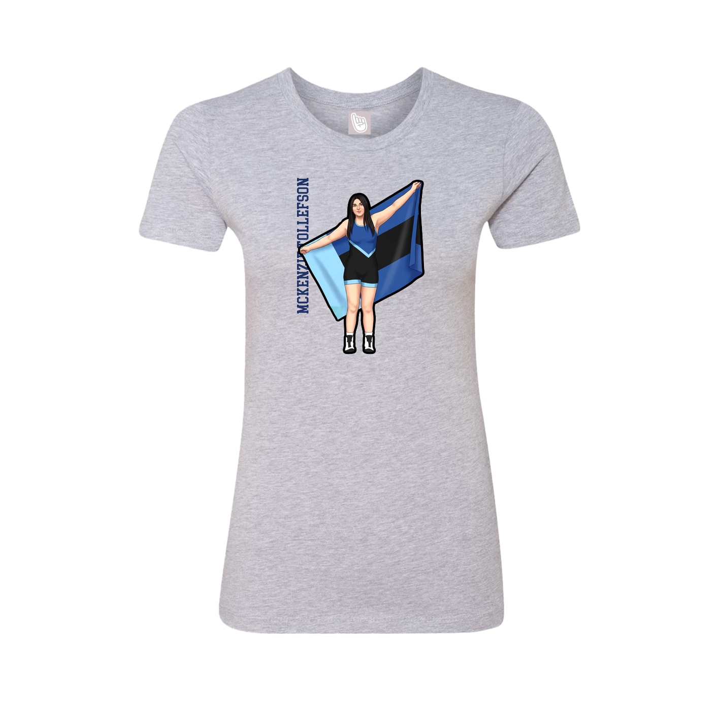 Fitted Women's Tee — Name Vertical in Grey