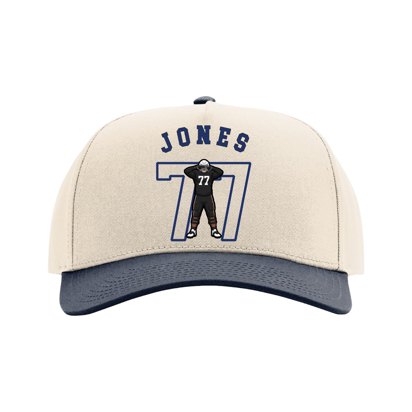 Full Fabric Five-Panel Champ Cap — Shirsey Arch in Cream/Navy