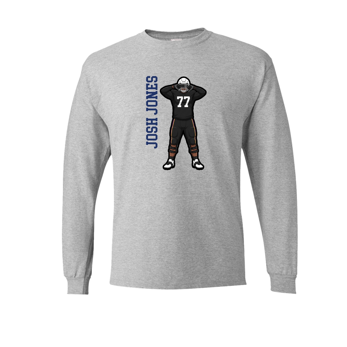 Long Sleeve Tee — Name Vertical in Grey