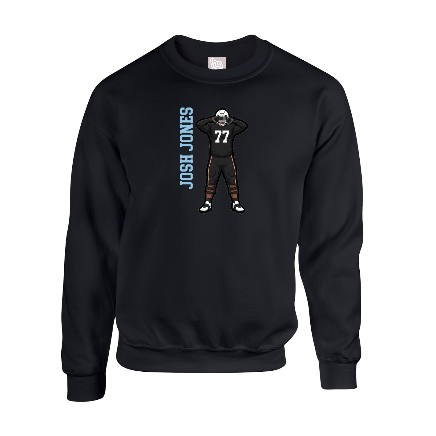 Fleece Crew — Name Vertical in Black
