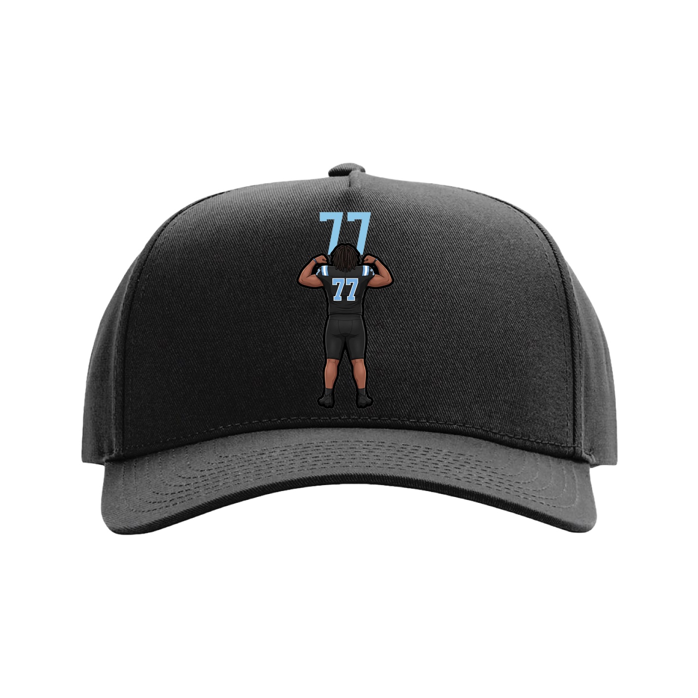 Full Fabric Five-Panel Champ Cap — Number Top in Black