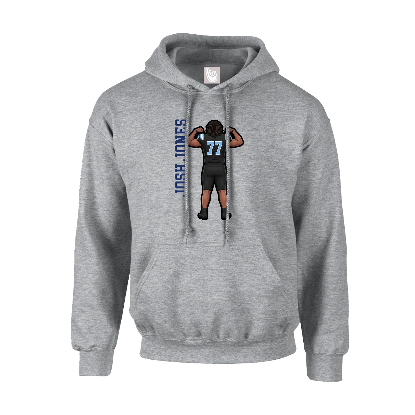 Youth Hoodie — Name Vertical in Grey