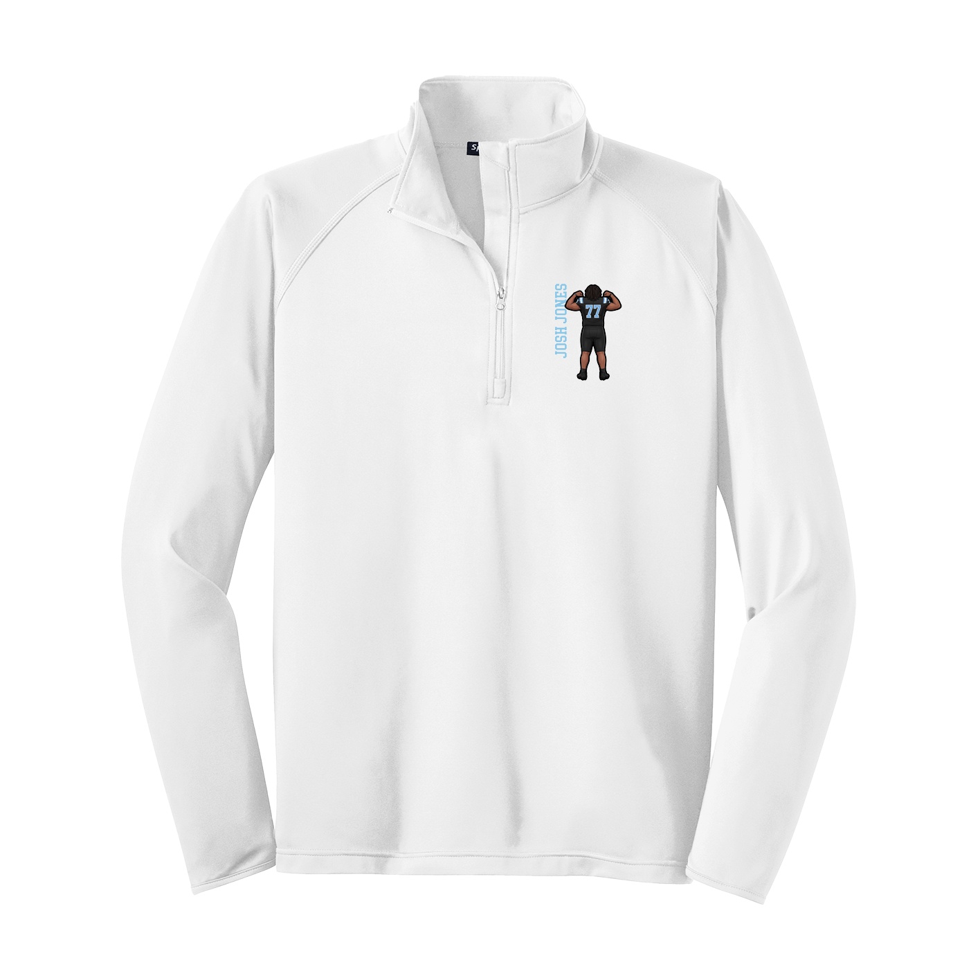 Q-Zip Pullover — Name Vertical in White