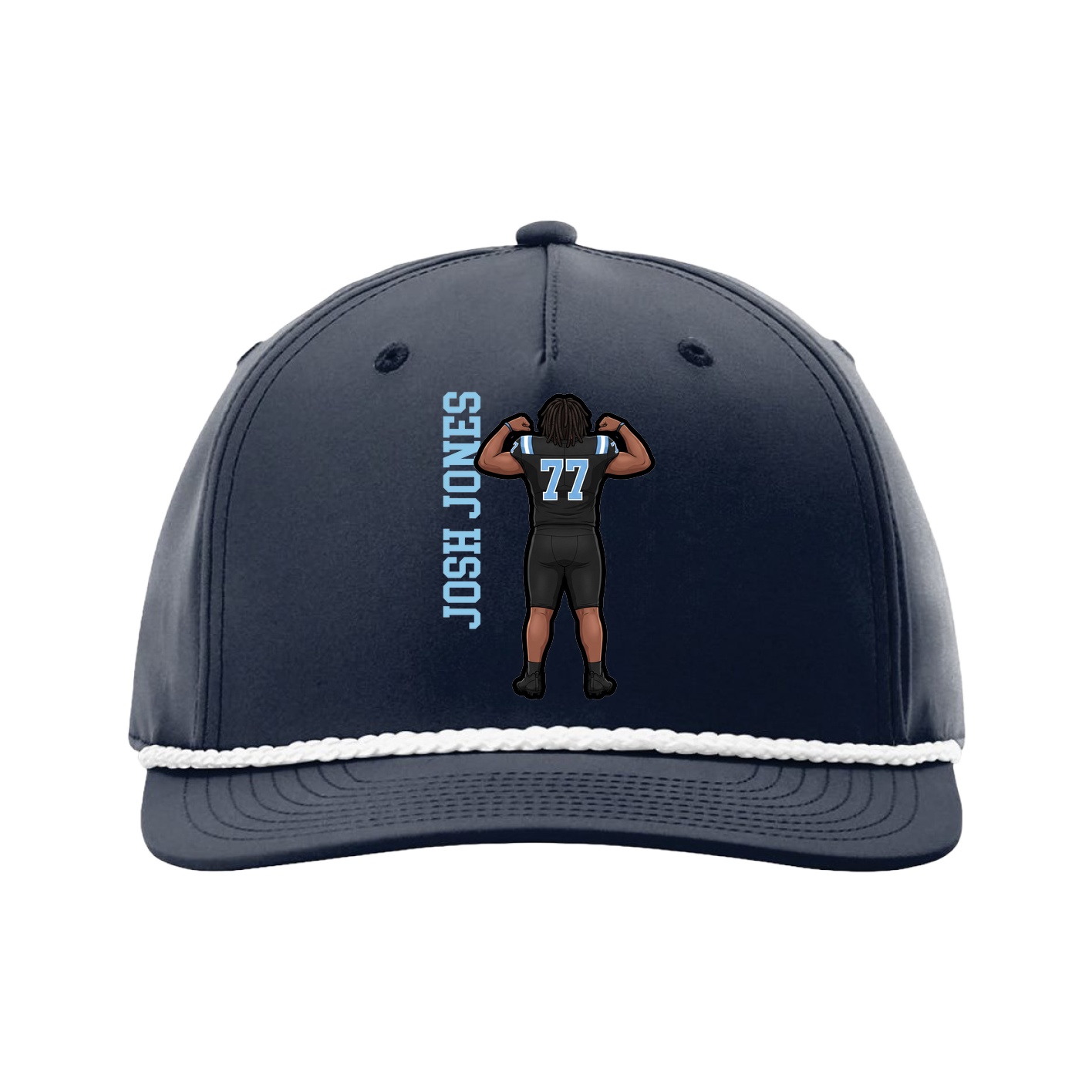 Five-Panel Classic Rope Cap — Name Vertical in Navy