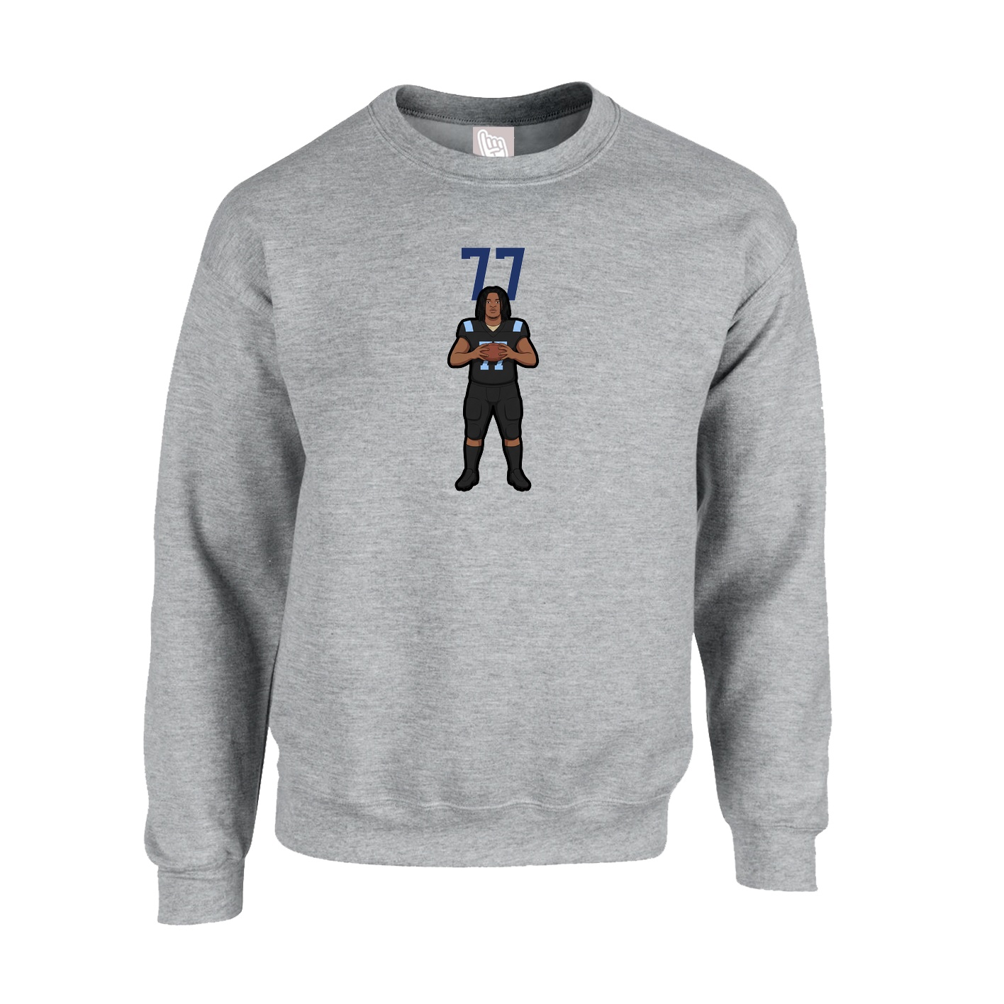 Fleece Crew — Number Top in Grey