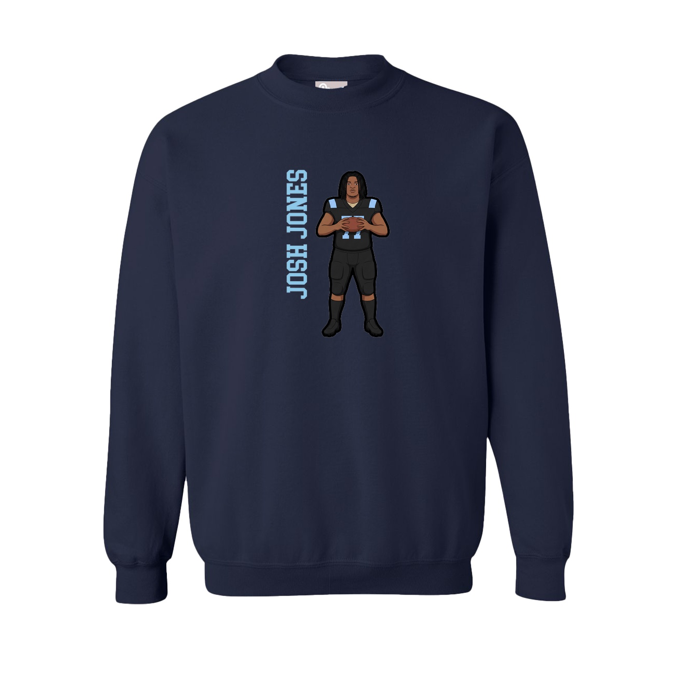Fleece Crew — Name Vertical in Navy