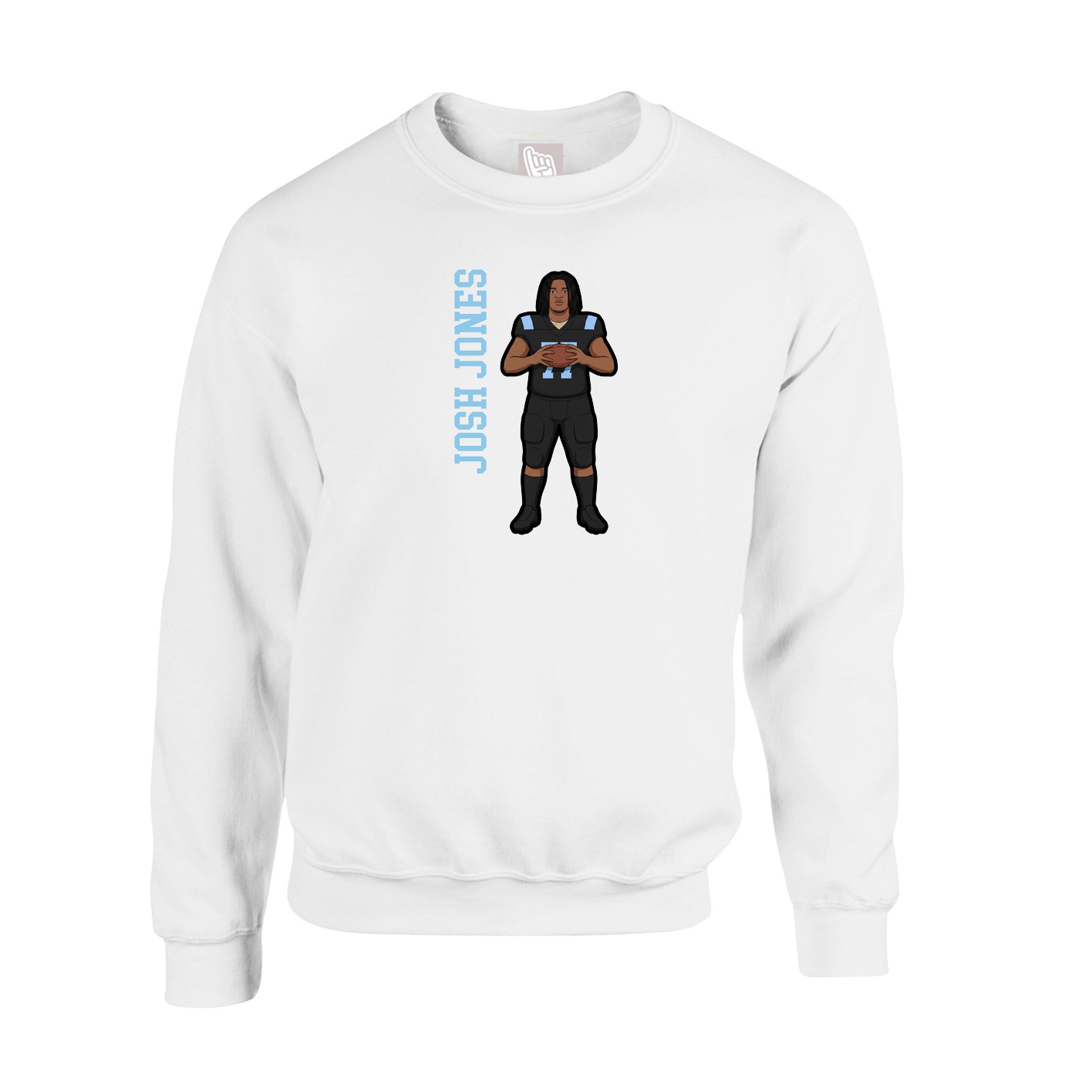 Fleece Crew — Name Vertical in White