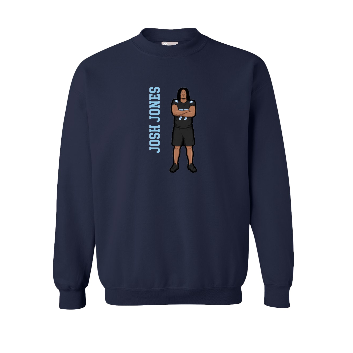 Fleece Crew — Name Vertical in Navy