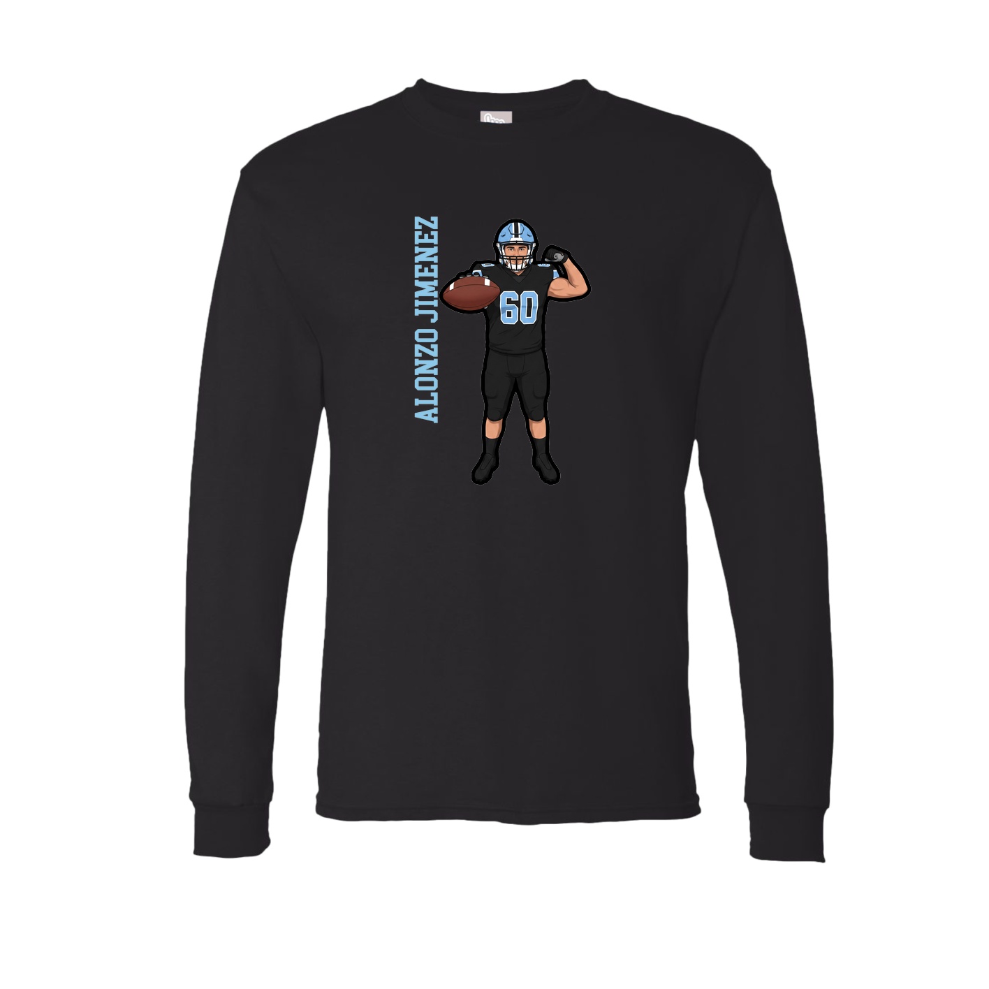 Long Sleeve Tee — Name Vertical in Black